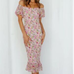 Hello Molly Floral Off-Shoulder Dress